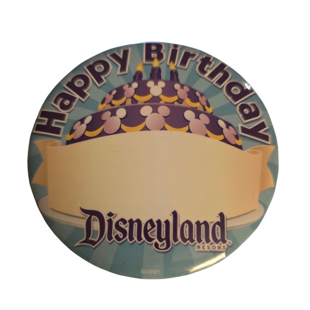 Disneyland Resort Happy Birthday Blank Name Mickey Mouse Cake 3 Inch Pin‎ Button